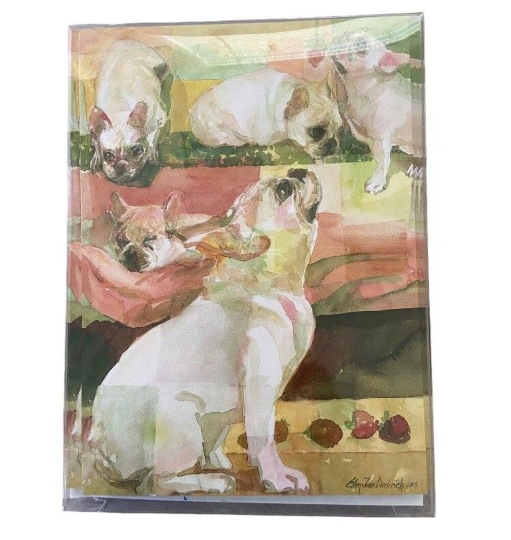 Blank Cards by Ellen Jean Diederich Givinity Press Strawberry For LULU Bulldog